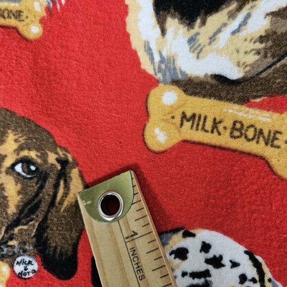 Nick & Nora Pajama Top Womens Medium Red Milk Bone AOP Dogs Button Up Flannel - Picture 15 of 15